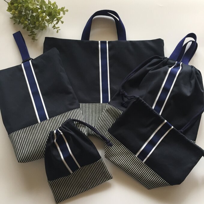 グレー×ブルー×デニム　シンプル　無地　男の子　入園入学　５点セット 特集掲載◼️卒業まで使える©️入園入学5点セット◼️グレー