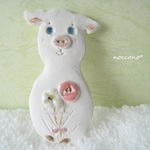 花束のpig＊ブローチ