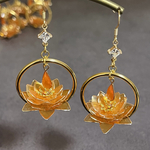 リニューアル 芳月下美人 オレンジ🧡 揺れる ピアス イヤリング