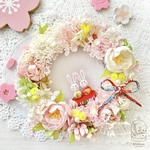 うさぎさんの桜色ひな祭りリース♡  桜リース  玄関リース ひな祭り