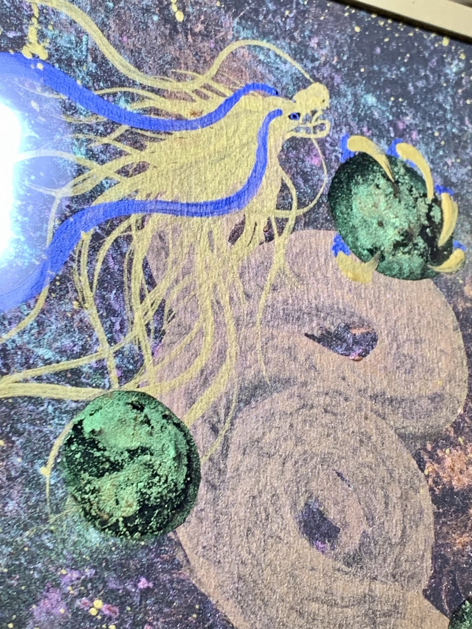 【虹龍】一筆龍エネルギーアート✨一筆龍　絵画　置物　龍　イミラック隕石　開運 虹龍】一筆龍エネルギーアート✨一筆龍 絵画 置物 龍 イミラック