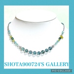 ブルーグリーンのフローライトを花束にして　💐ネックレス　天然石　#minne_new  Swarovski  #フローライト