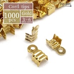 カシメ イエローゴールド  3mm × 6mm 1000個 ~ 送料込み 量り売り ゴールド 紐留め キャップ ヒモ留め ヒモ 留め 紐 エンドパーツ 留め具 