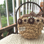 ♡送料込み♡ナチュラルな麻紐お花ブローチ リボン茶色