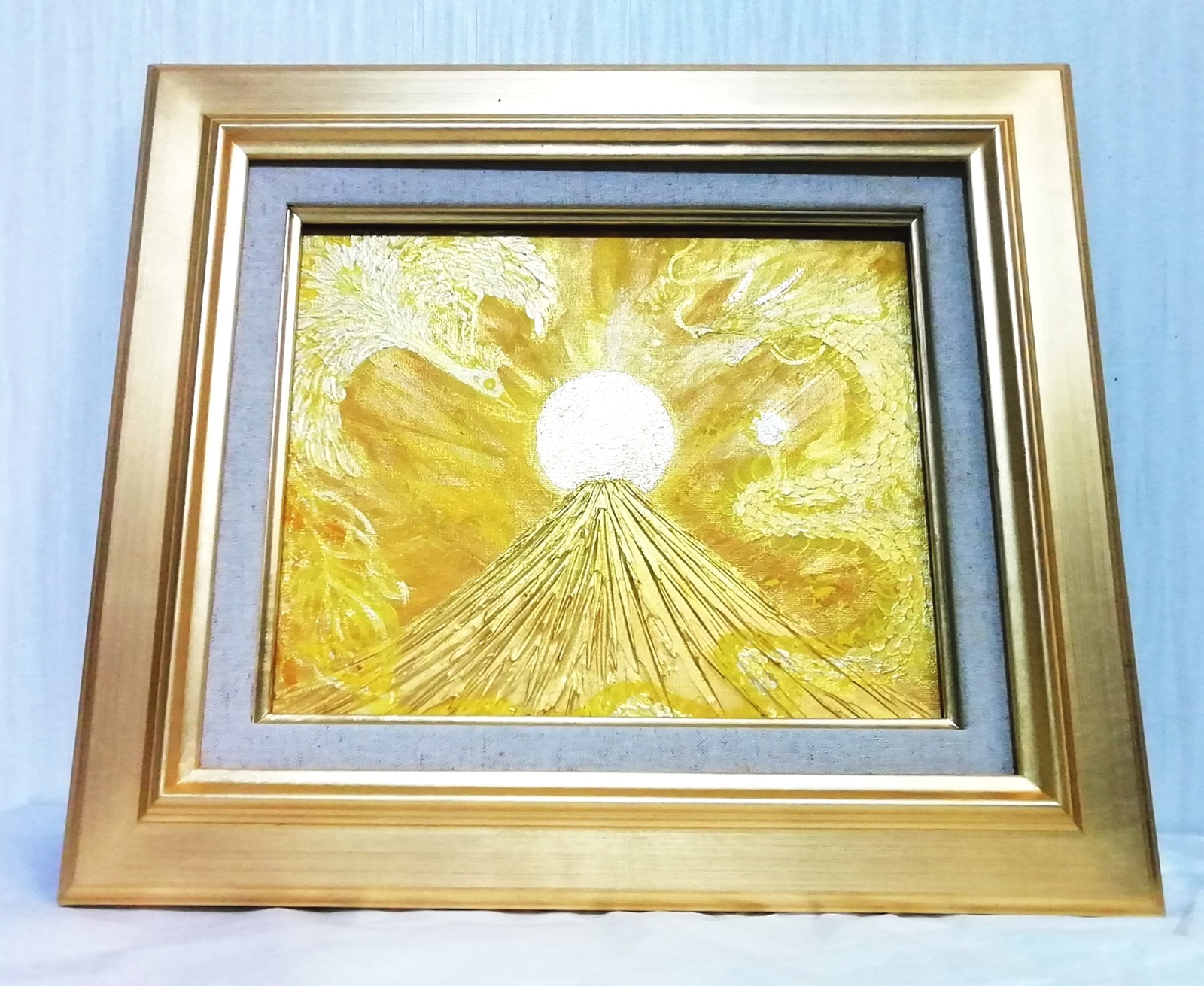 風水開運絵画＊煌九頭龍パワー赤富士 虹玉 金運仕事