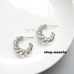 【ピアス】ツイスト　フープ　ピアス　シルバーピアス　アクセサリーパーツ　ピアス金具