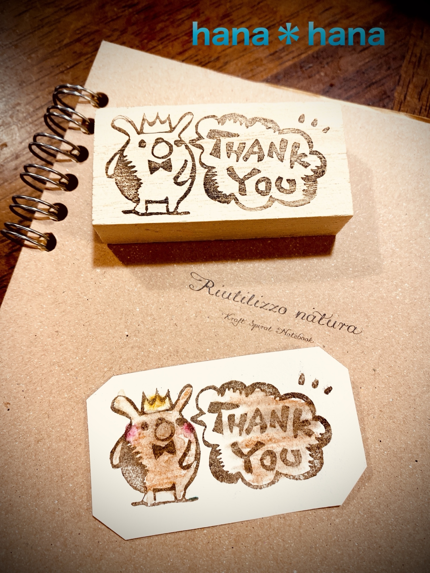 消しゴムはんこ　thank you✿犬と子猫 消しゴムはんこthank you✿犬と子猫