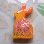 ◇1106　オレンジペコ　🎆夏空の花火・うさぎのブローチ🐇　※１点物
