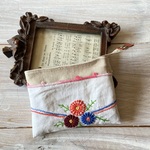 フランスアンティーク*ヴィンテージ花刺繍*ミニポーチ*カードケース*コインケース*モバイル関連
