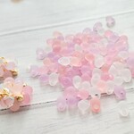 New!★約200個★すりガラス風アクリルしずくビーズ　春色