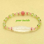 水蓮花天珠型 水晶 インカローズ ペリドット 天然石ブレスレット