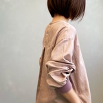 働くワンピース。ダブルガーゼ。あずきミルク。袖リブ。フリーサイズ。【即納】
