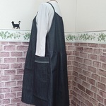 *受注製作*エプロンワンピース*濃紺ソフトデニム*