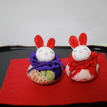 ちっちゃなお手玉うさぎＢ　ペア🌸 ちりめん細工