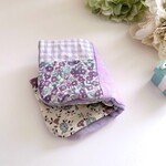 furinomaさま専用ご注文ブース＊liberty大人乙女のちょっと大きめパッチハンカチタオル*ラベンダー色*リネン*リバティ*チェック*6重ガーゼ*お布団ガーゼ
