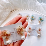 新作♡【フルリール】2way×コットンパール×ドライフラワー×ゆらゆら レジン イヤリング ピアス アクセサリー  春 セレモニー