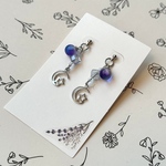 <蒼月夜>青紫×シルバー 夜空カラー ピアス/イヤリング