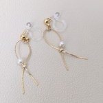 イヤリング✭ノンホールピアス✭チェーン✭ゴールド✭パール✭シンプル