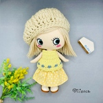 🐻着せ替え〈3点セット〉可愛いෆ̈(ベレー帽・ノースリーブトップス・ティアードスカート)ෆ̈  花柄　ベージュ　yellow 大人可愛いෆ̈🧶