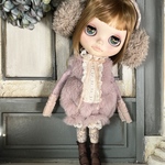 2401 もふもふ スモーキーピンク  monster ワンピース Blythe ブライス アウトフィット 洋服