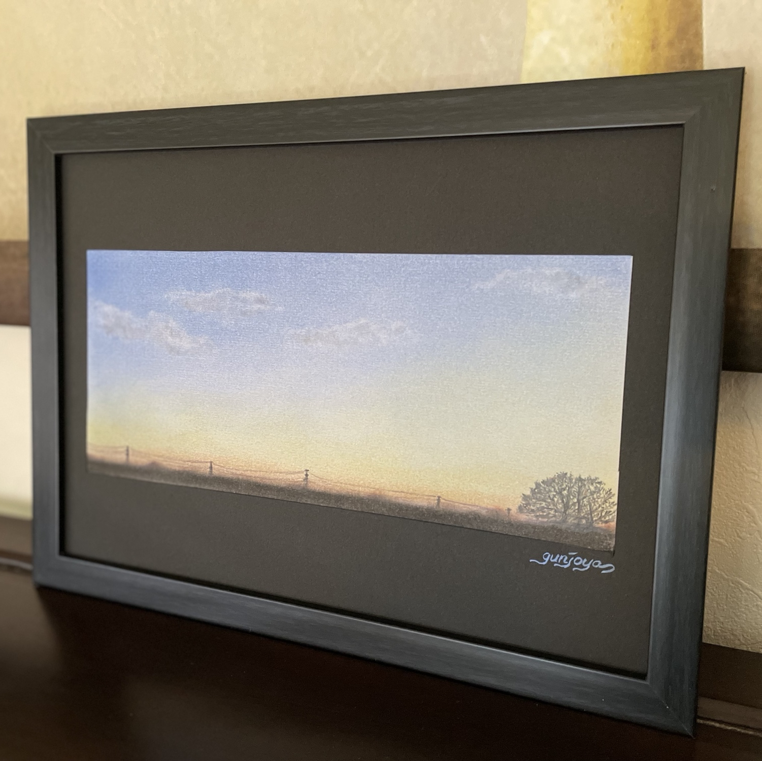 サービス額入りno,208『夕景』…パステル画