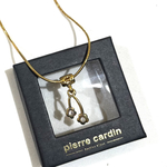 1078VINTAGE pierre cardin ツインハートヴィンテージ　ネックレス　ボールチェーンアンティーク  クラシカル　花　フラワー　ギフト　プレゼント　　結婚式　オケージョン 大ぶり