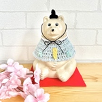 🟡再販開始🌸しろくま貯金箱　雛祭り　お内裏様　2点セット（ブルー）