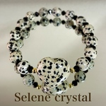 ダルメシアンジャスパー　ブレスレット　ハート　人気　天然石ブレスレット　かわいい　Selene crystal