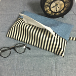 入荷!!!◇再販◇シンプルな2way ストライプ ボーダー×デニムのティッシュボックスカバー◇