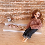 わたしの階段シェルフ-ミニチュア ハウス 背景ボード ブライス リカちゃん １／６ 家具 オビツ 棚 机 ドール ハンドメイド 小物