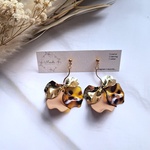 ⸜ ワンコイン ⸝  レオパード マットベージュ 花びら  ゴールド  ピアス / イヤリング