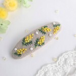 (7㎝)大人可愛い ミモザ刺繍パッチンピン