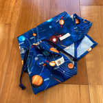 40×50紺の宇宙★給食セット★お名前タグ付き★袋両紐20×18.マット40×50★ランチョンマット　小学校