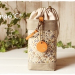 保冷bag★リバティAdelajda★星柄カーキ・名入れ可