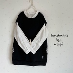 ★ドロップショルダーベスト★ブラック×水玉