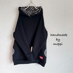 ★ゆったりパーカー★ブラック×水玉