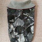 完成品 （胴回り47㎝）マント型 デニム風パッチワーク柄