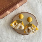 インド刺繍 リボン 〜 yellow 〜 ピアス イヤリング