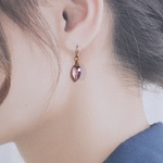 2月の誕生石＊淡いすみれ色マーキス型ピンクアメジストのピアス＊イヤリングに変更可＊14ｋｇｆ