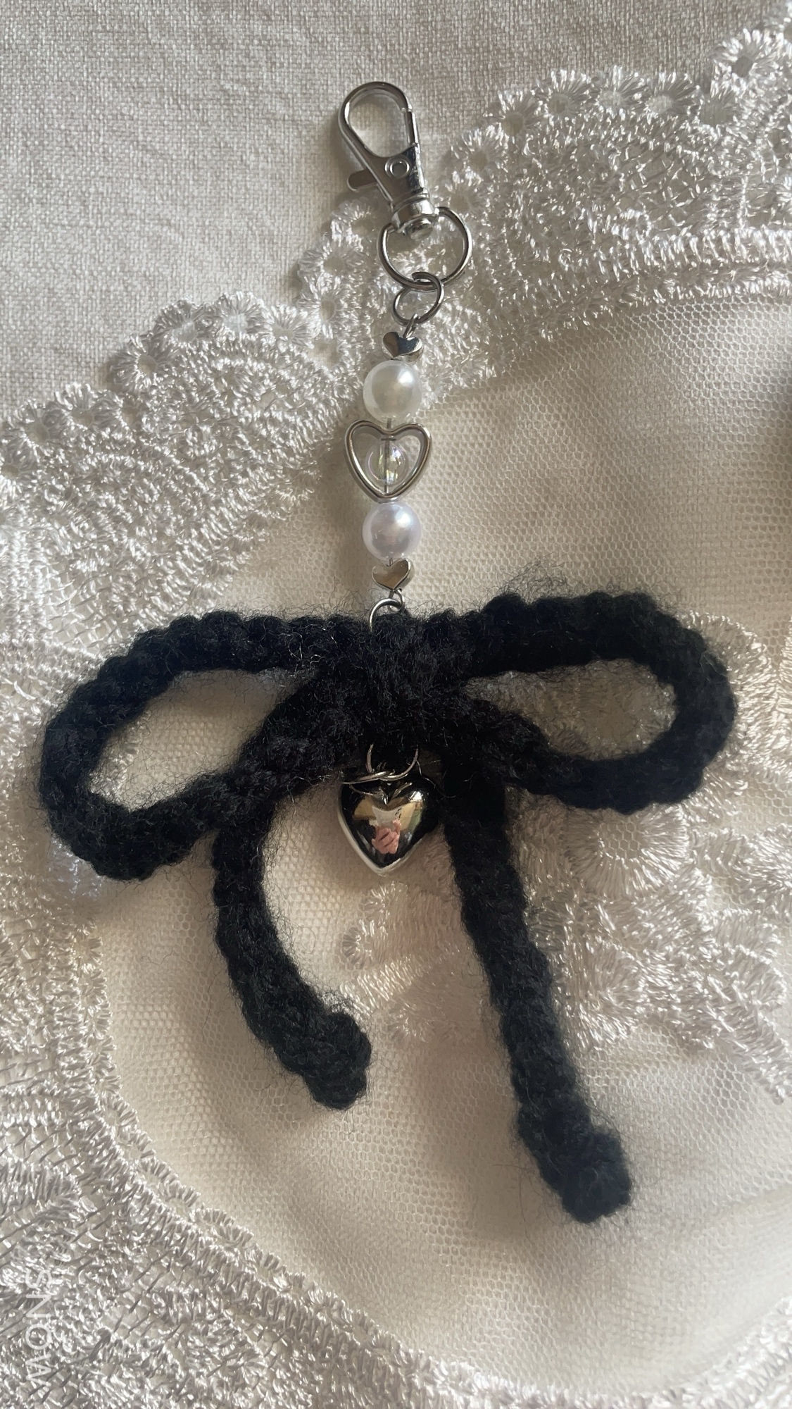 編み物 づらし ハンドメイド ハートキーホルダー