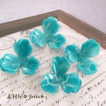 【4個】大ぶりアクリルフラワーパーツ(ターコイズマーブル)