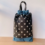 【ｙ様ご予約品】★シューズ巾着袋＊スターライト×デニムがカッコイイ☆ブラック★
