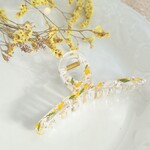 水面―minamo―ﾄﾞﾗｲﾌﾗﾜｰﾊﾞﾝｽｸﾘｯﾌﾟ[yellow］ ヘアクリップ/イエロー/クリア/ゴールド/ヘアアクセサリー