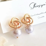 4色）twist knot  コットンパールイヤリング（オケージョン・入学式・卒業式・セレモニー・結婚式・クリスマス・冬・プレゼント）