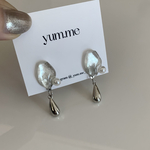 【silver drop:mini 】 うるうるラメカボションの小ぶりピアス/イヤリング