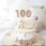 ゲスト様　専用　くまさんのベージュクレイケーキ☆ハーフバースデー誕生日ケーキ　誕生日ケーキ　記念日　自宅撮影　1歳以外でも承ってます♪