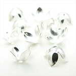 【10個】フラワー 座金★10mm/ホワイトシルバー★4枚弁 ビーズキャップ 花弁 花座