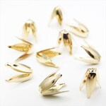 【20個】フラワー 座金★14mm/ブロンズゴールド★4枚弁 ビーズキャップ 花弁 花座