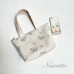 ファスナー付トートバッグS【Lace flower - 上品な花柄】ちょっとしたお出掛けやランチバッグとしても！