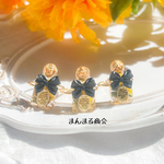 【Perfume mimosa】小さい 香水瓶 イエロー ミモザ 黒 リボン ボタニカル ブラック ドライフラワー 押し花 ビタミンカラー 大人かわいい フリーサイズ 小ぶり リング
